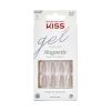 Kiss Gel Fantasy Magnetic Short Square Gel Nails, Glossy Light White, 28 Count