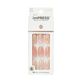 Kiss Impress Medium Coffin Gel Press-on Nails, Glossy Light Pink,30 Pieces