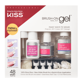 KISS Brush-On Gel Nail Kit French & Natural Tips 48 Count