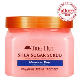Tree Hut Moroccan Rose Shea Sugar Exfoliating and Hydrating Body Scrub, 18 oz