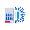 KISS Gel Fantasy Long Coffin Solid Color Glue-On Jelly Nails, Royal Blue, 28 pieces