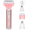 4 In 1 Women Electric Shaver Painless Rechargeable Hair Remover Eyebrow Nose Hair Cordless Trimmer Set