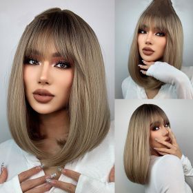 Women's Straight Bangs Short Hair Styling Wig Cover (Option: Style60821)