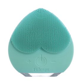 Electric Silicone Cleansing Instrument Facial Brush (Option: Green-Manual Battery Free)