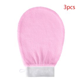 Rayon Viscose Fiber Medium Fine Sand Exfoliating Bath Gloves (Option: Pink-3PCS)