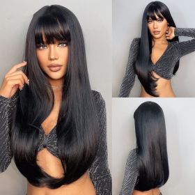 Long Brown Black Wavy Synthetic Wig (Option: Wig LC2571)
