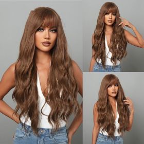 Long Brown Black Wavy Synthetic Wig (Option: Wig LC10271)