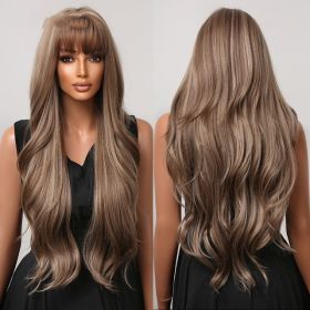 Long Brown Black Wavy Synthetic Wig (Option: Wig LC10261)