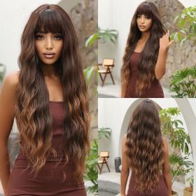 Long Brown Black Wavy Synthetic Wig (Option: Wig LC20391)