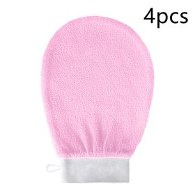 Rayon Viscose Fiber Medium Fine Sand Exfoliating Bath Gloves (Option: Pink-4PCS)