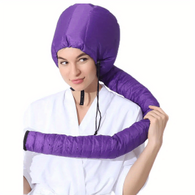 1pc Soft Bonnet Hooded Hair Dryer Attachment For Natural Curly Textured Hair Care; Drying; Styling; Curling; Adjustable Large Hooded Bonnet (Color: Purple)