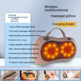 Multifunctional Cushion Back Waist Neck Massager (Option: Charging model-Coffee color)