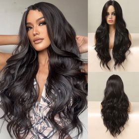 Long Brown Black Wavy Synthetic Wig (Option: Wig LC0451)